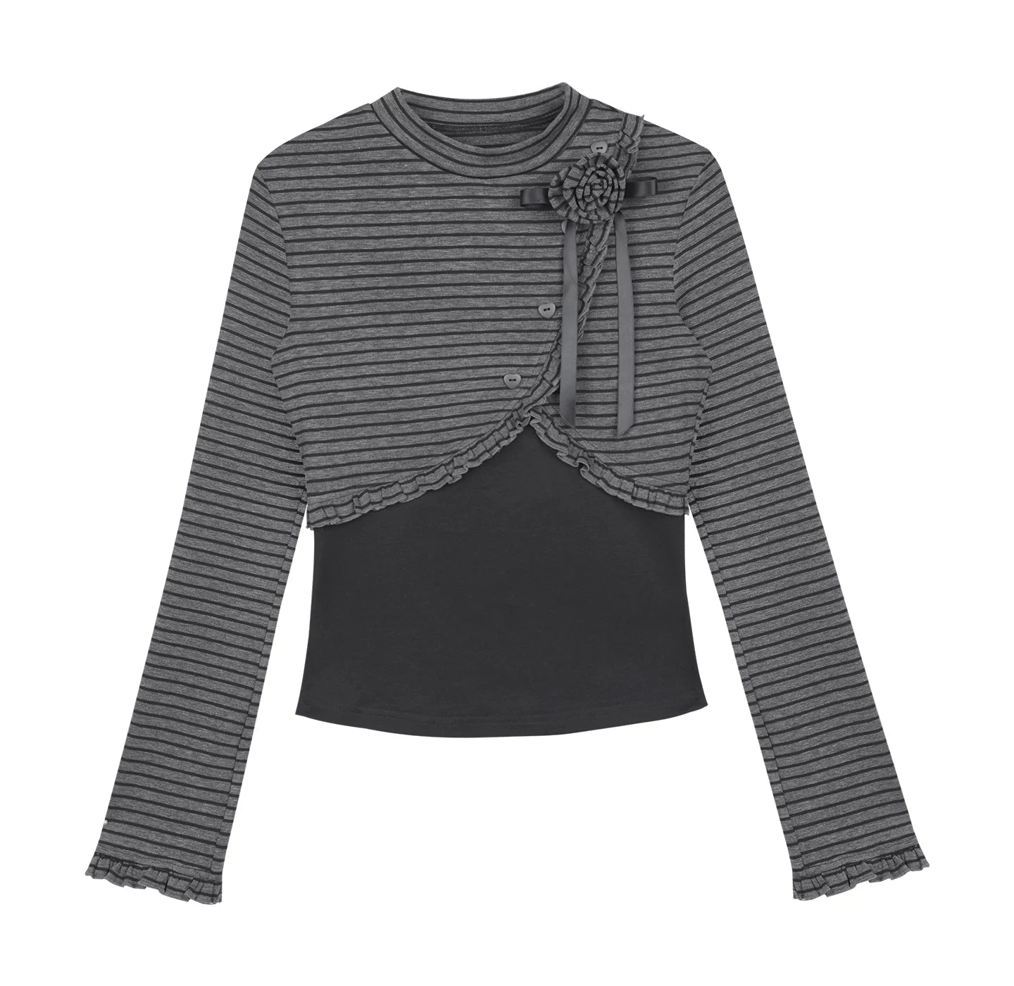 Striped Rose Brooch Top