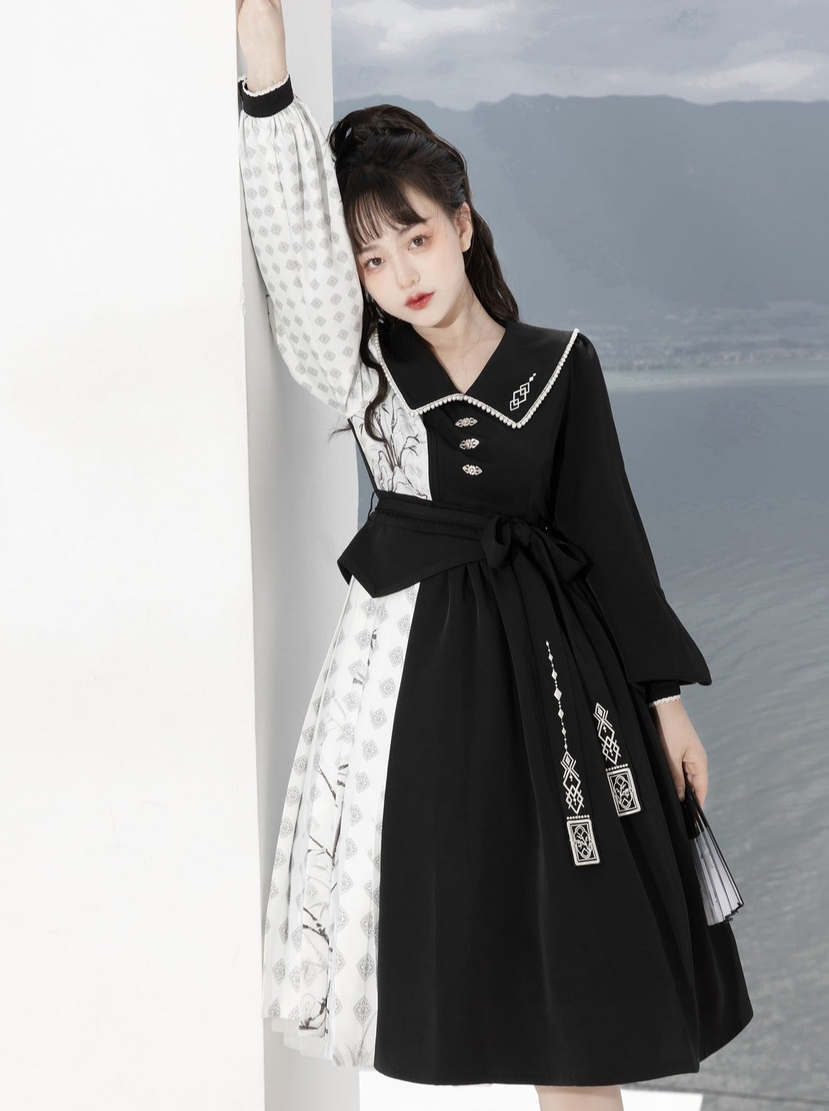 Asymmetrical design china dress