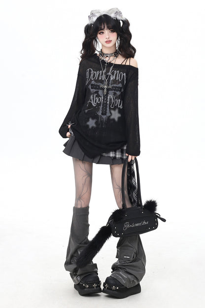 Chic Monochrome Cross One Shoulder Top