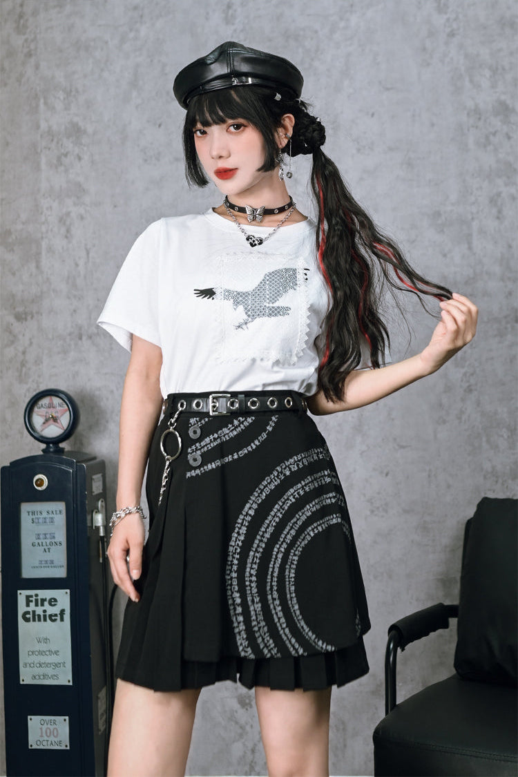 Pleated skirt with asymmetrical design