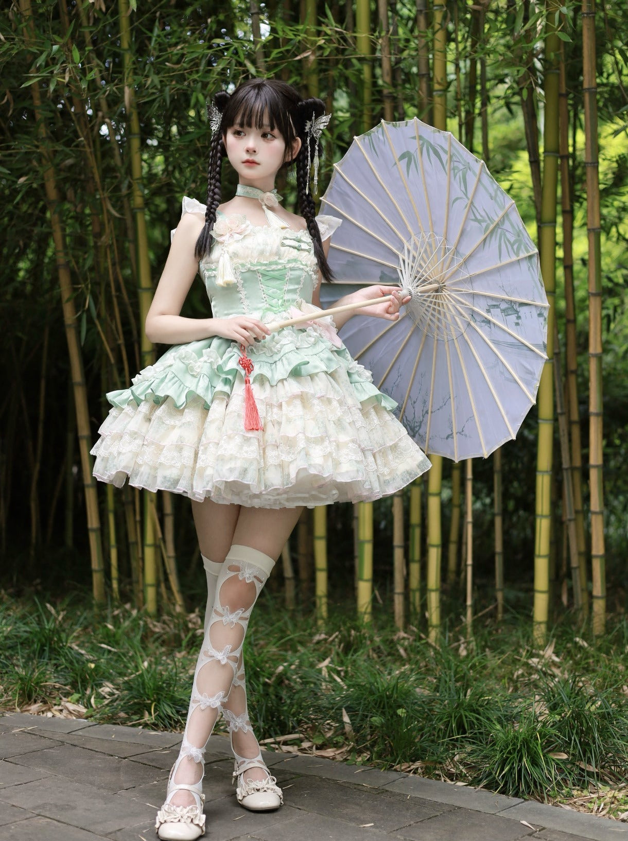 Flower Frilled Chinese Lolita Dress