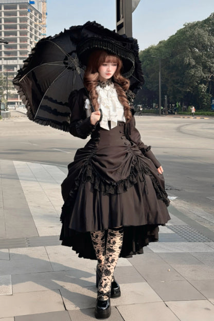 【3月6日予約締切】ダークゴシックブラックショートジャケット＋ホワイトシャツ＋ローズリボン