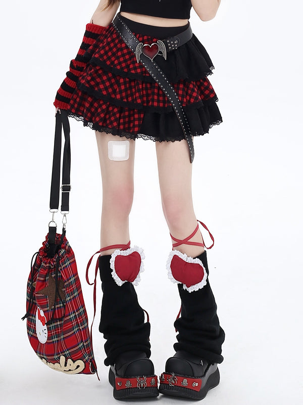 Crazy Girl Sweet Cool Subculture Check Skirt