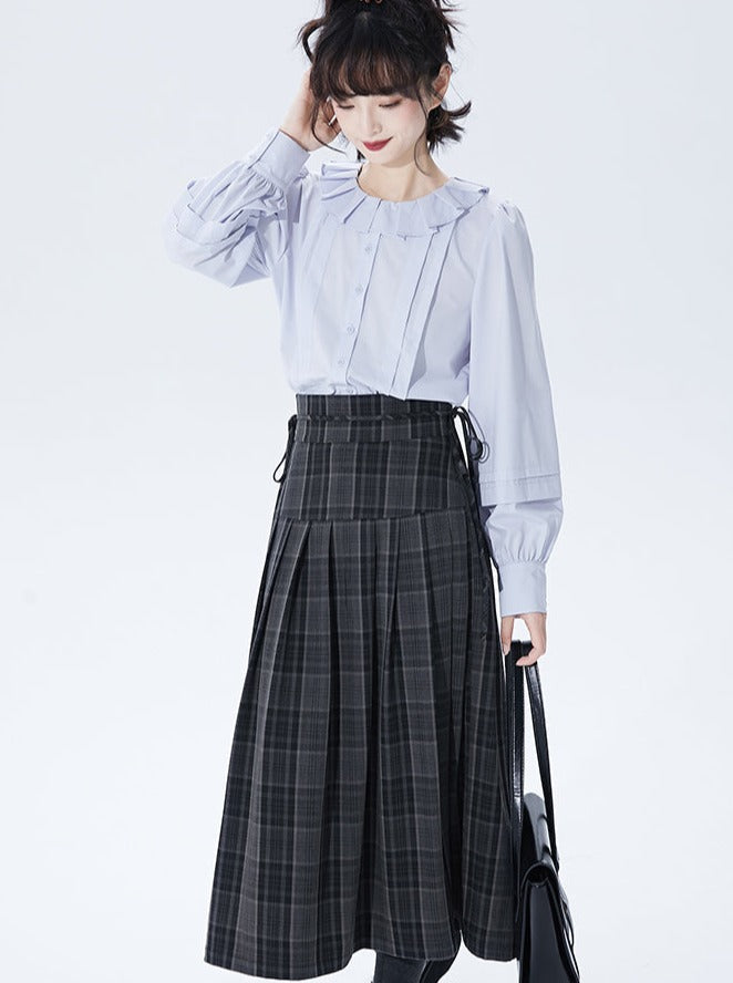 Charlotte Tailor Gray Check Suspender 2wey Skirt