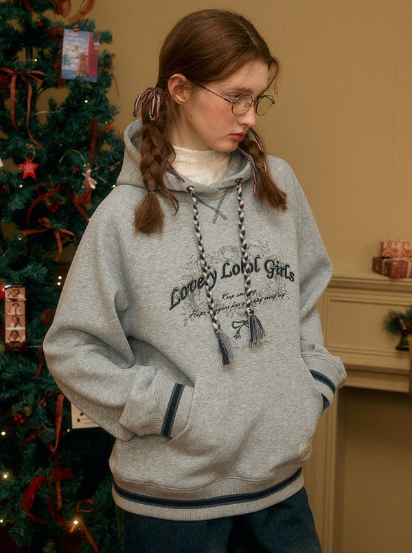 ベルベットレトロイラストデザインフードパーカー