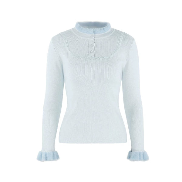 French Slim Stand Collar Top