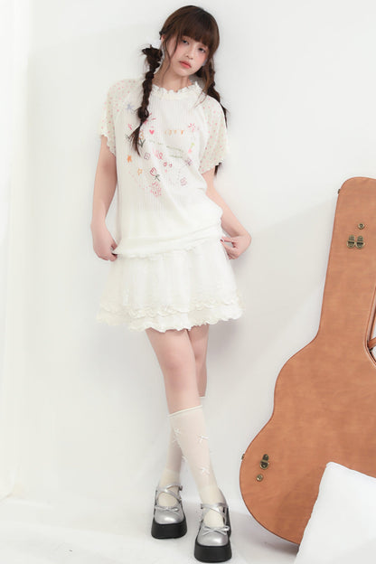 Floral Heart Round Neck Top