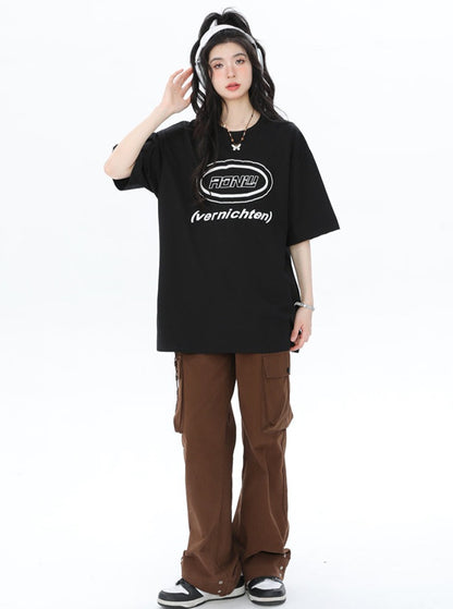 Letter Print Street Casual T-shirt 