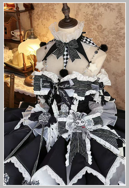 【12月8日予約締切】サーカスロリータエレガントレトロゴシックピエロドレスセット＋アクセサリーコンプリート