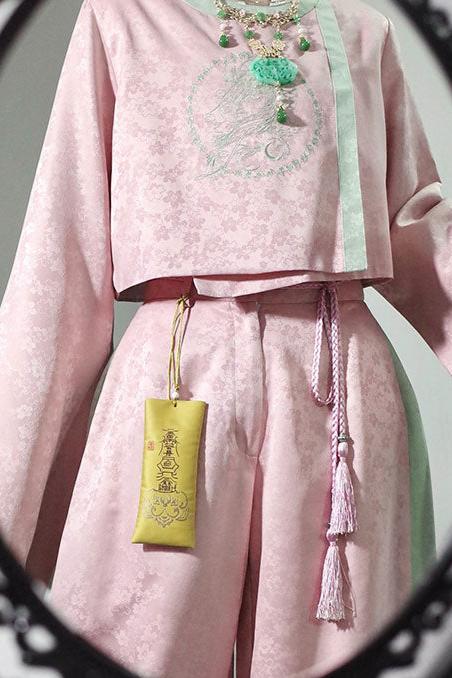 チャイナダークパターンレイヤードイレギュラースーツ