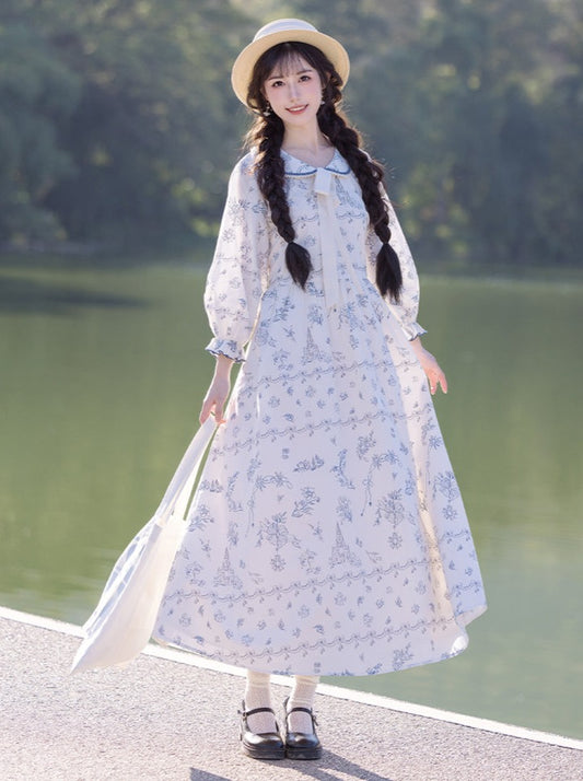 Chuan Dai Time: Wandering Forest Vintage Floral Skirt Set Daily Fresh Girl Dress