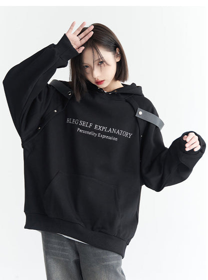 Shoulder strap hoodie sweatshirt