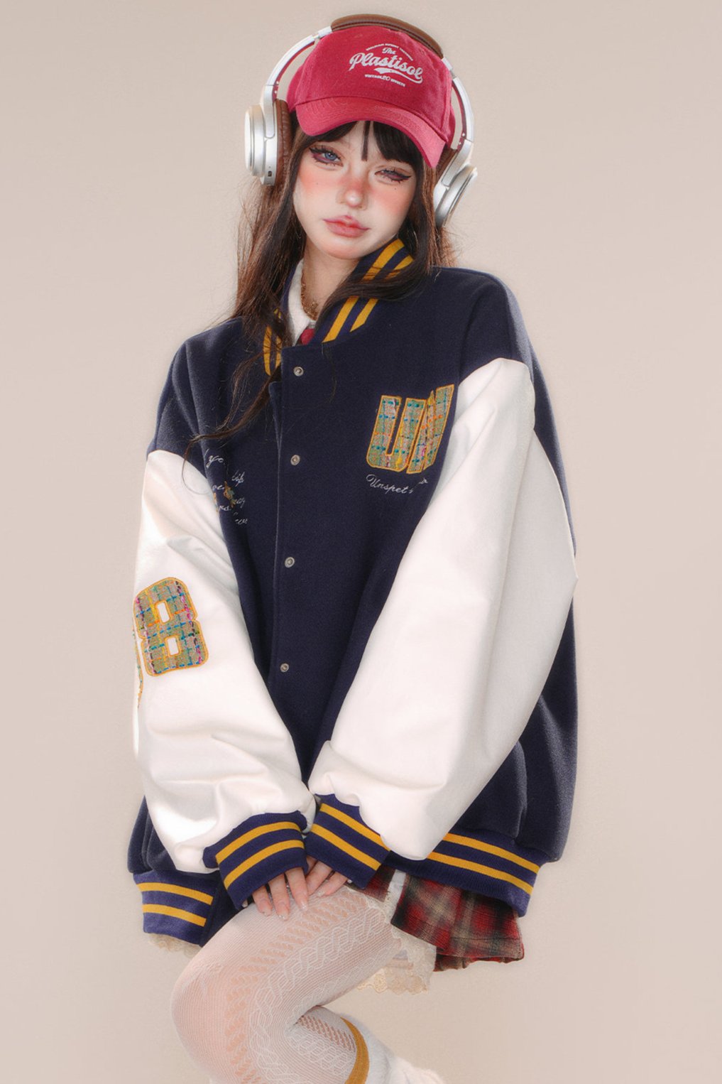 Over -size baseball club jacket