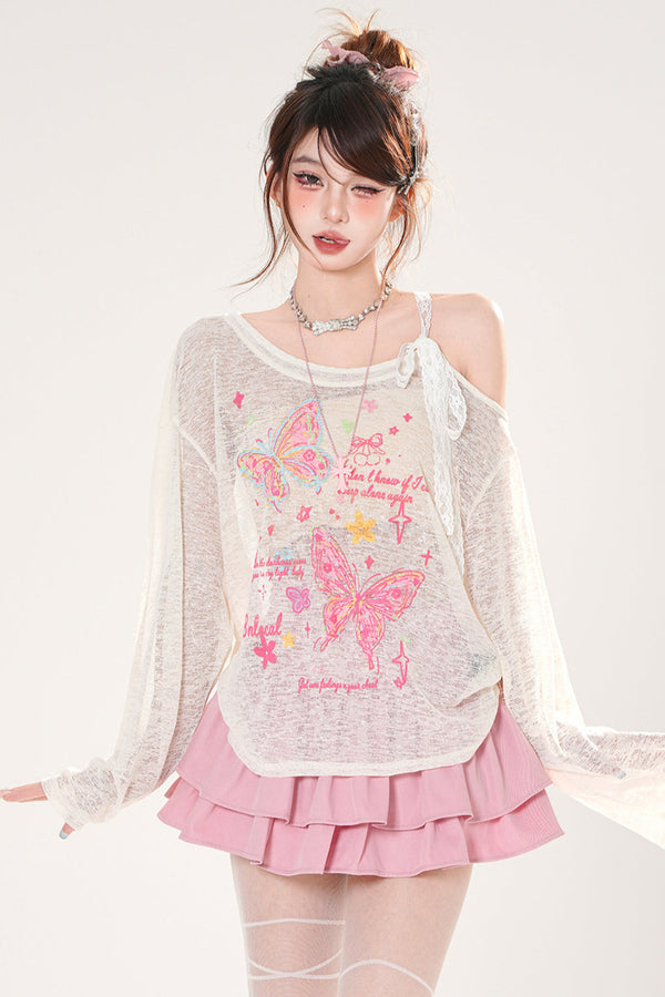 フロスティングバタフライスモックトップス