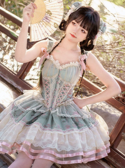 【Reservation Product】 Waltz Green Lolita Dress + Lolita Inner Tops