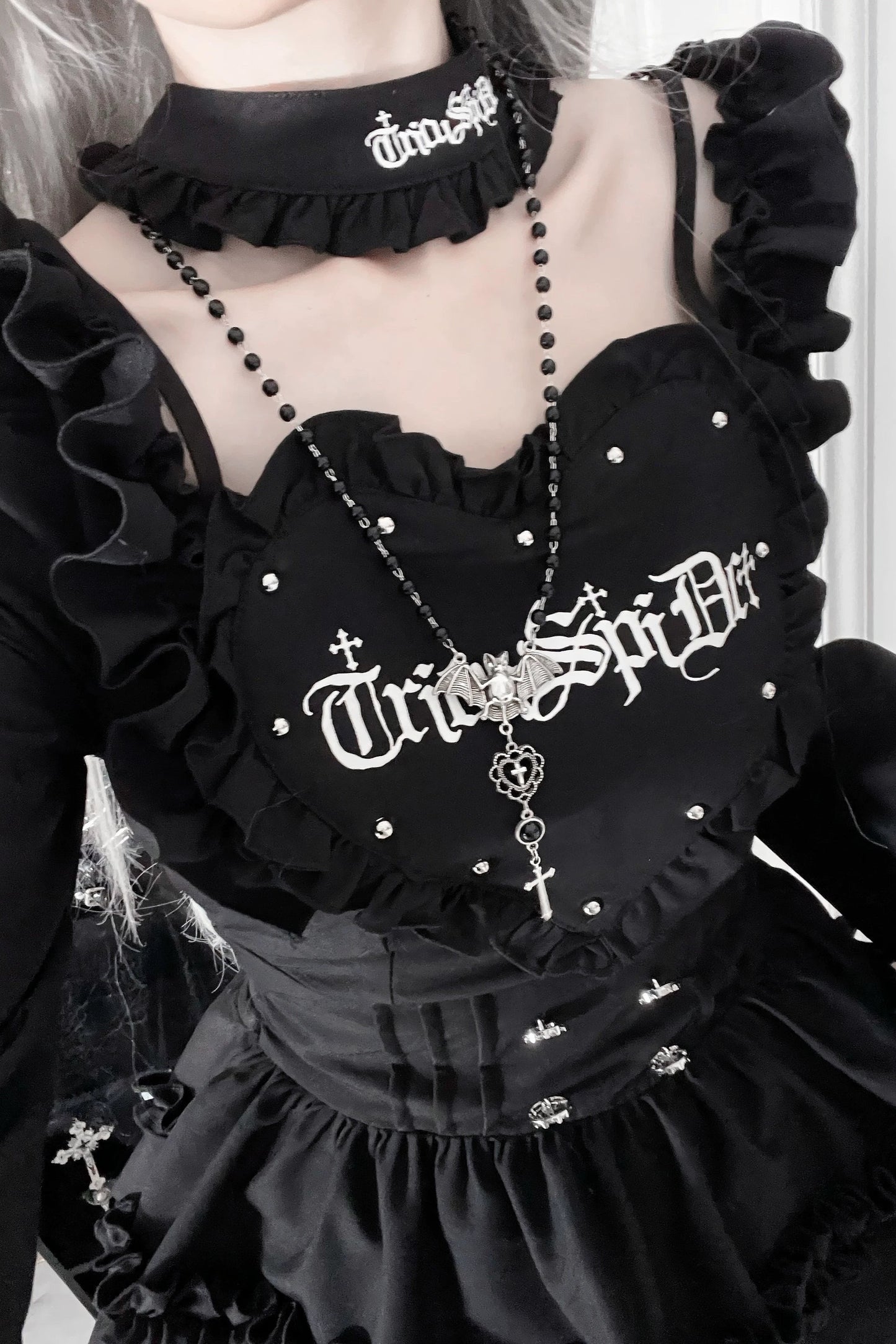 サブカルチャーゴシックダークスリムロングスリーブドレス