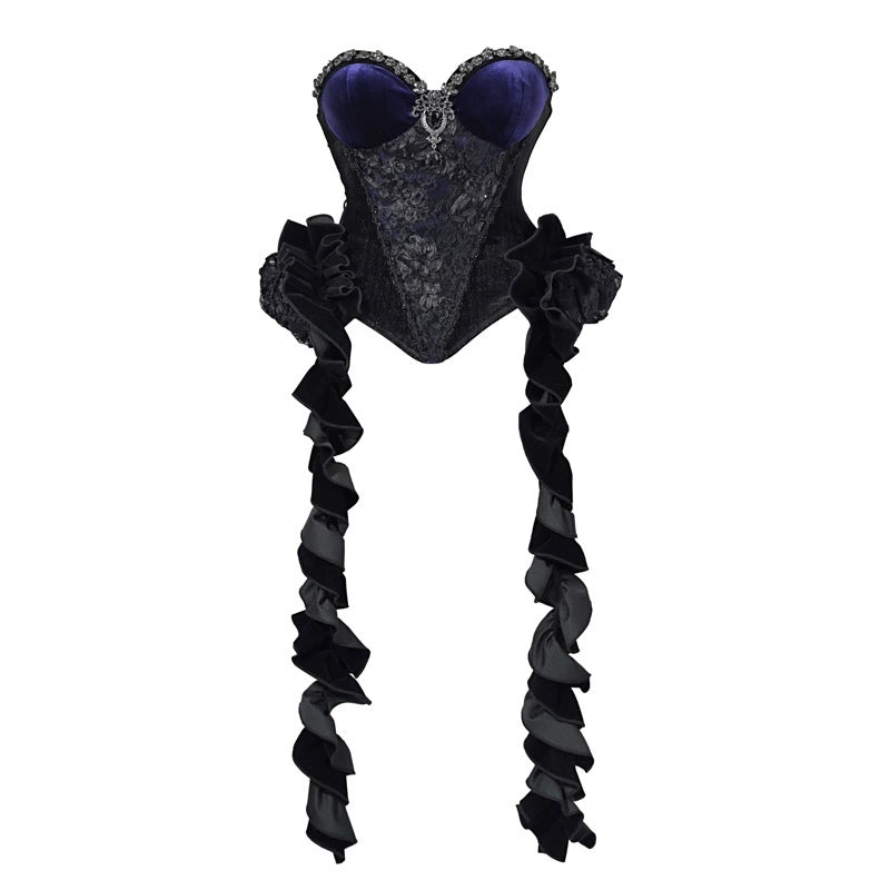 Gothic Gorgeous Diamond Velvet Slim Corset