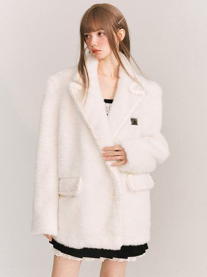 Snow Macaron Wool Fur Jacket