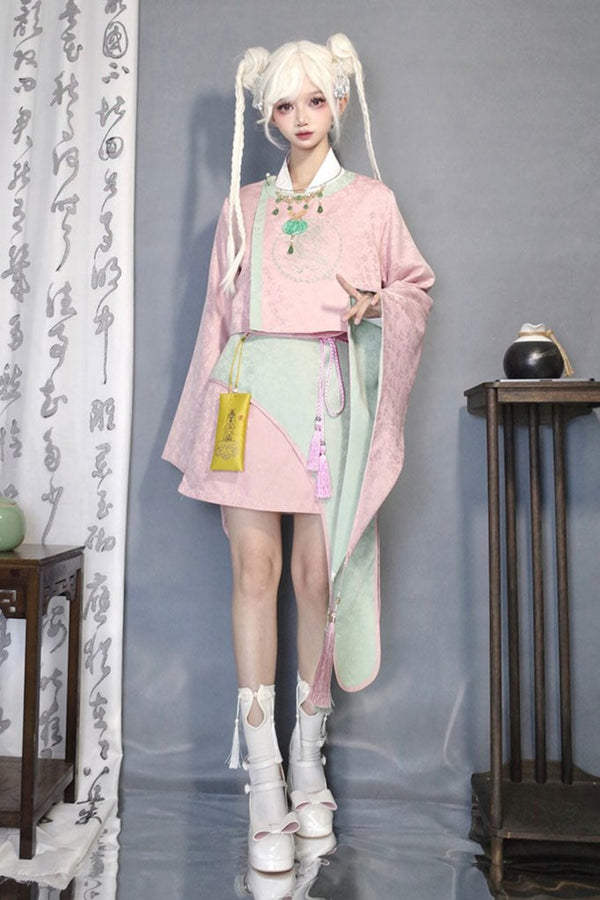 チャイナダークパターンレイヤードイレギュラースーツ