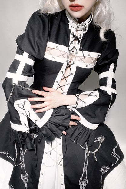 Split Cross Gothic Dark Nun Dress Setup