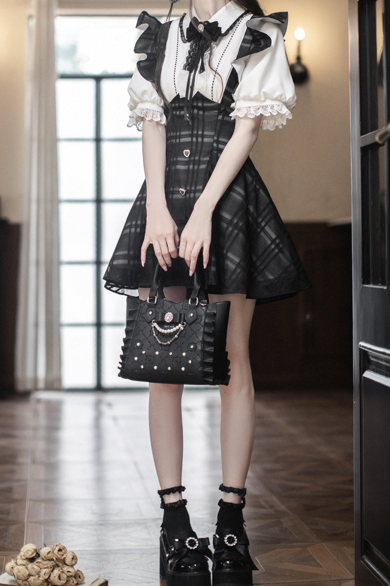 【予約商品】地雷ブラウス+サスペンダースカート