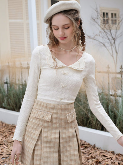 Milkshake French top + yellow check skirt