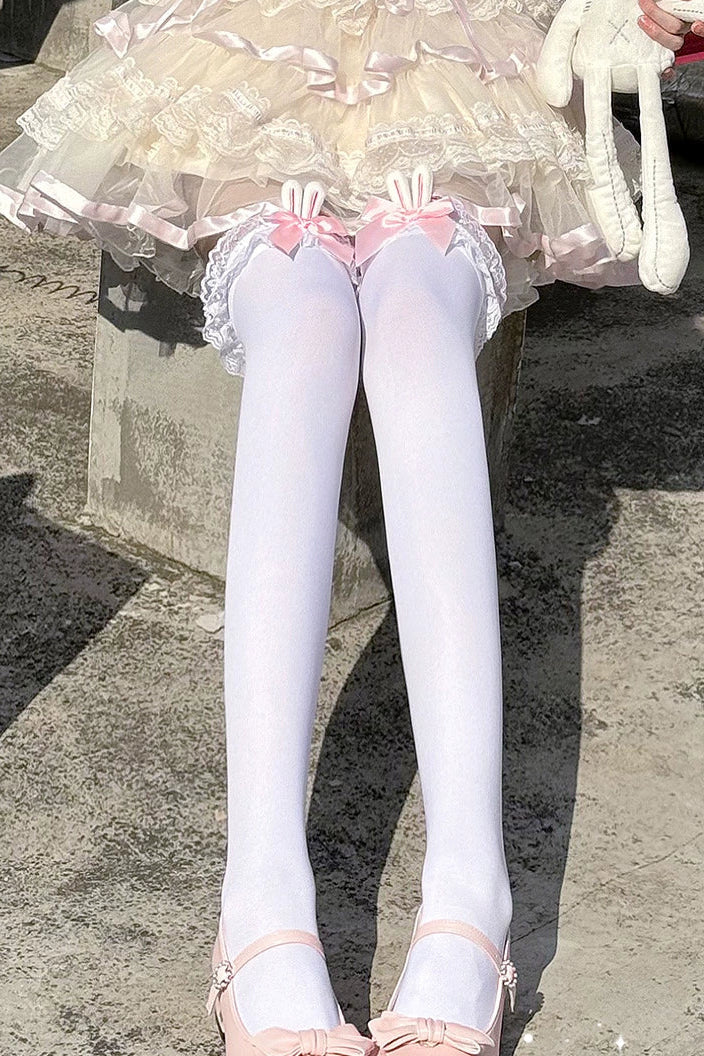 うさ耳レースリボンニーハイソックス