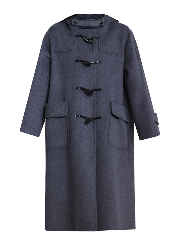 グレーホーンボタンリバーシブルウールカレッジコート