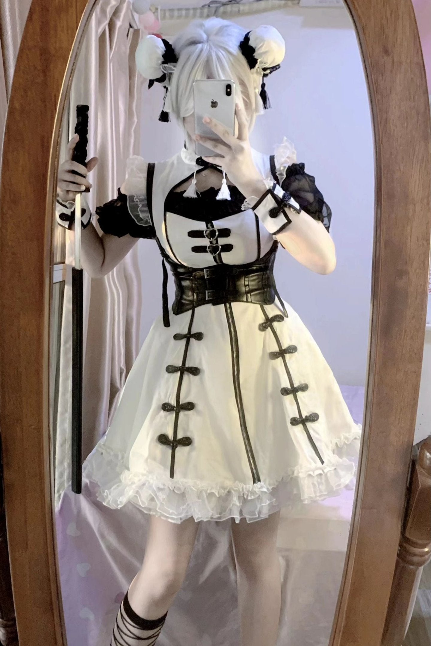 Dark Punk Black White China Stile Dress Suit