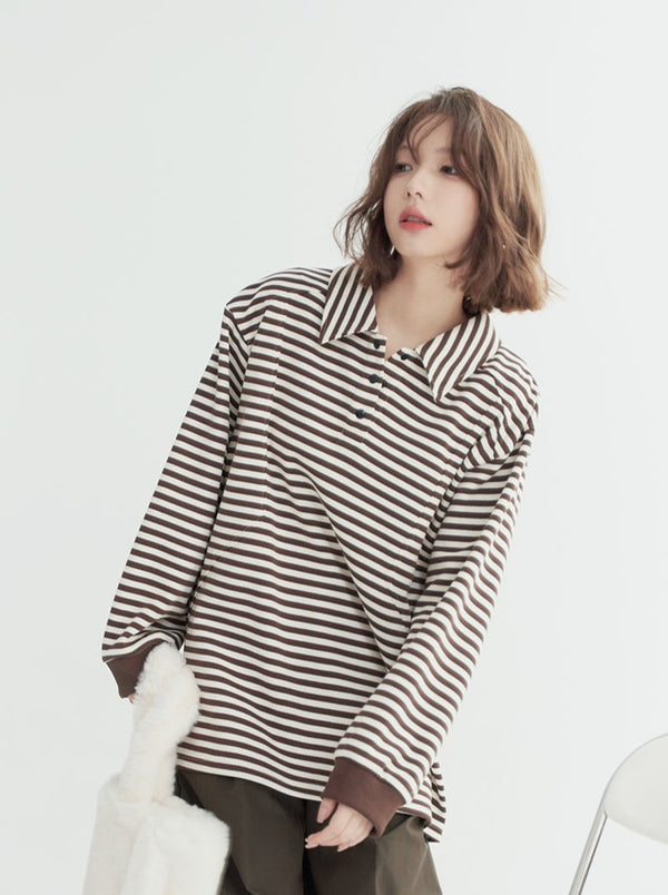 ルーズボーダーカジュアルスイートトップス