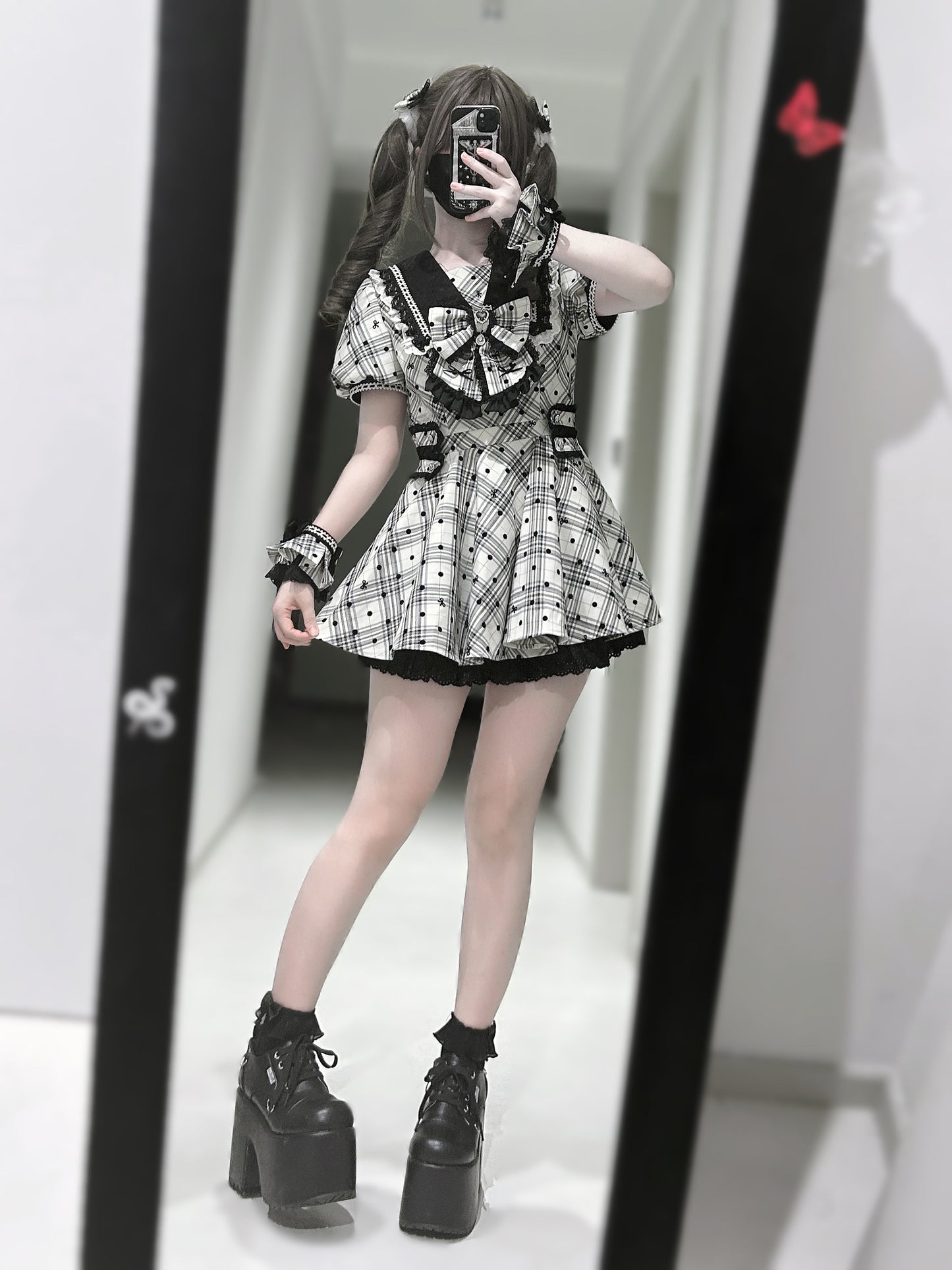 [Reservation deadline August 1] Dot lace sailor dress setup + accessories