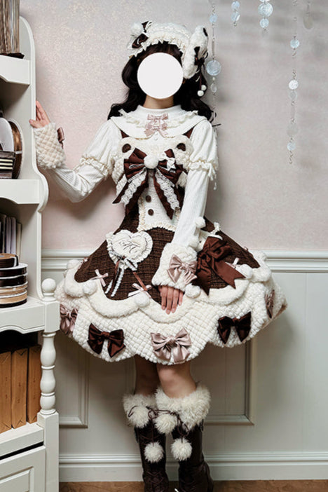 [Deadline for reservations: December 8] Frosted Sugar Rabbit Fur Ribbon Strap Dress