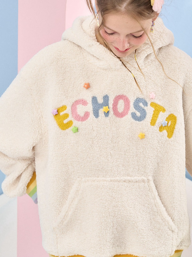 Logo Star Rainbow Hooded Boa Hoodie