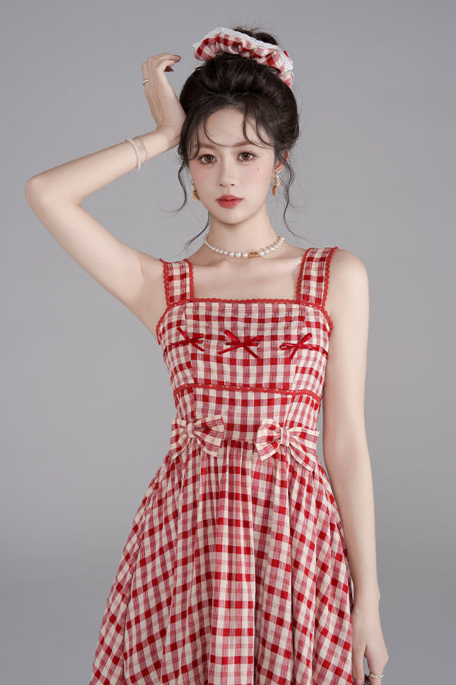 Sleeveless Checkered Summer Dress