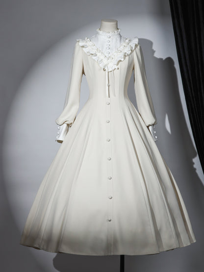 【Reservation deadline February 23】Classic Elegant Series Frill Stand Collar Flare Long Dress