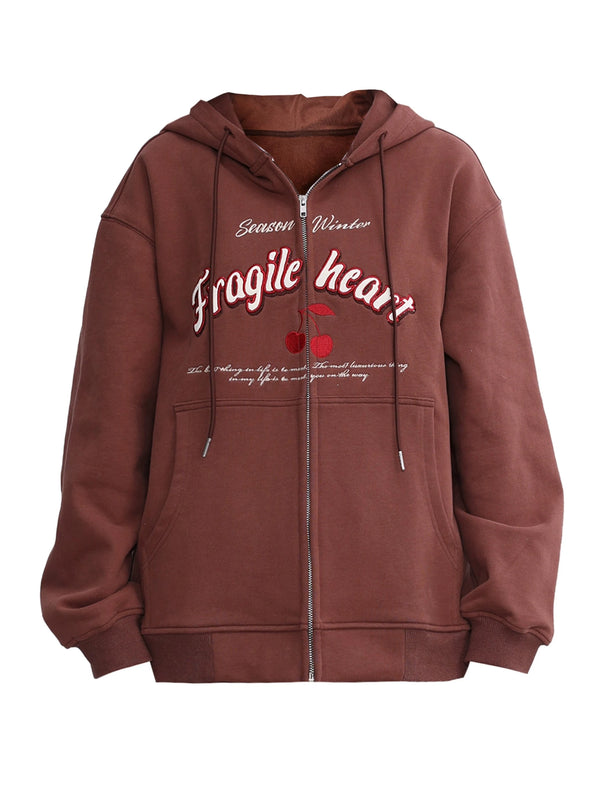 Cherry Design Hooded Hoodie + Loose Sweatpants