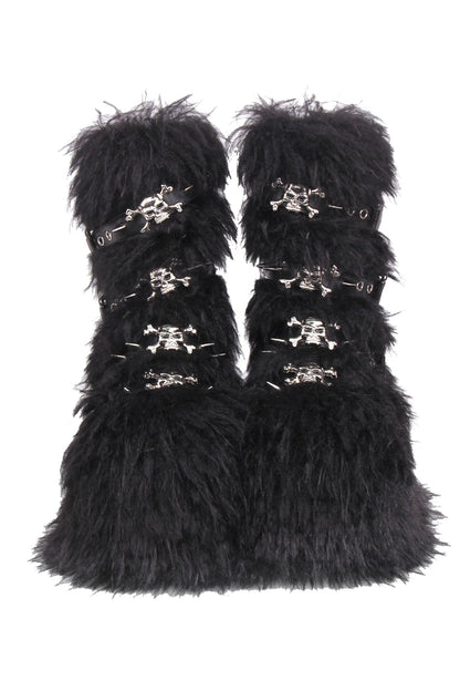 Punk Furry Buckle Boots