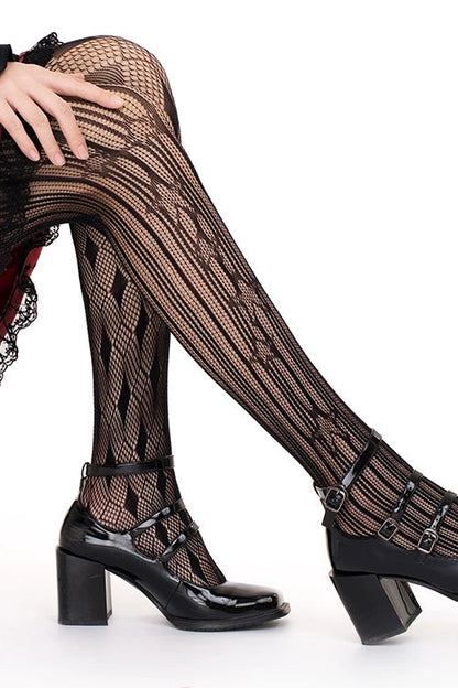 ゴシックアシンメトリカルメッシュストッキング