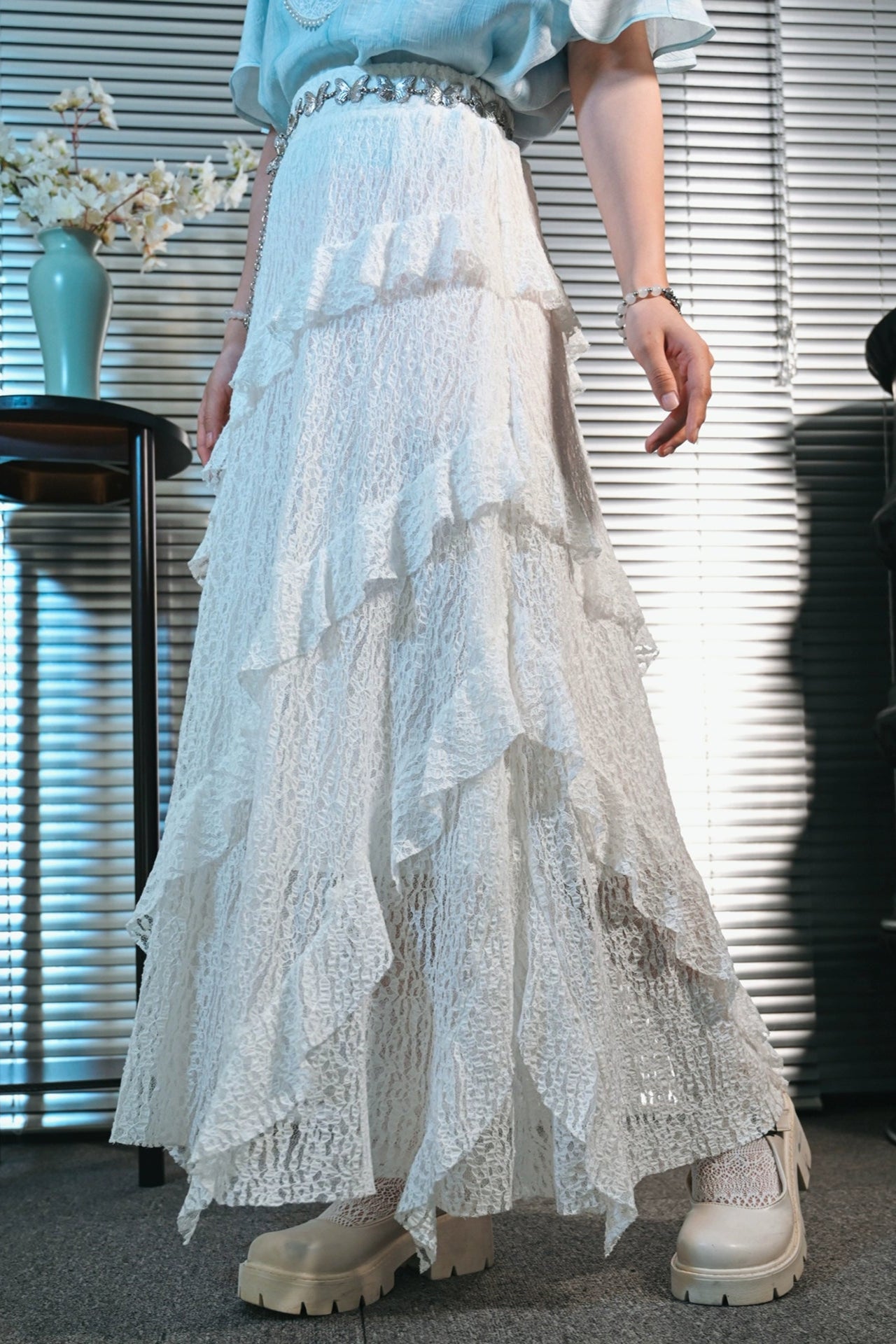 フリンジデザインロングスカート