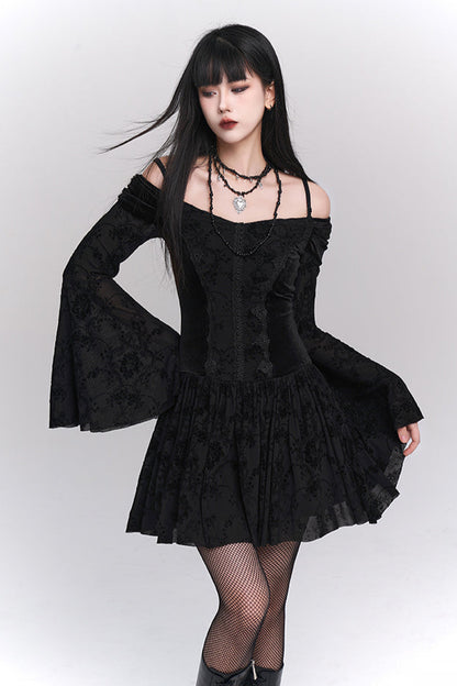 Wrap Sleeve Off Shoulder Mode Dress