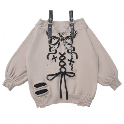 One-Shoulder Ribbon Top + Checked Asymmetrical Skirt