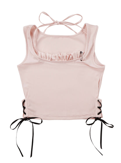 Summer Ribbon Satin Cami Layered Tank Top