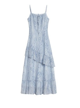 Glazed Ice Blue Cool Mermaid Print Fishtail Dress