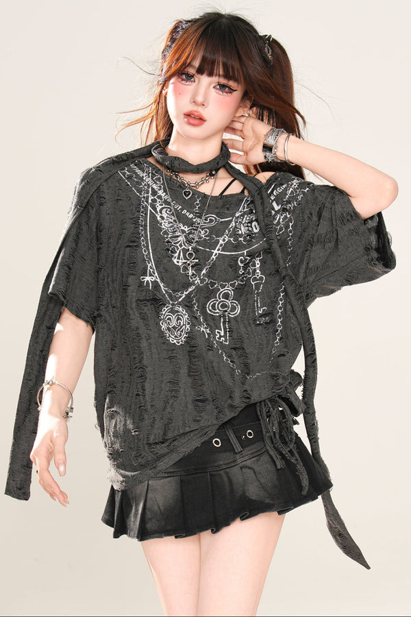 地雷ワンショルダールーズトップス