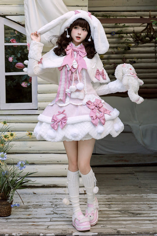[Deadline for reservations: December 8] Frosted Sugar Rabbit Series Rabbit Ear Hoodie Cape Coat