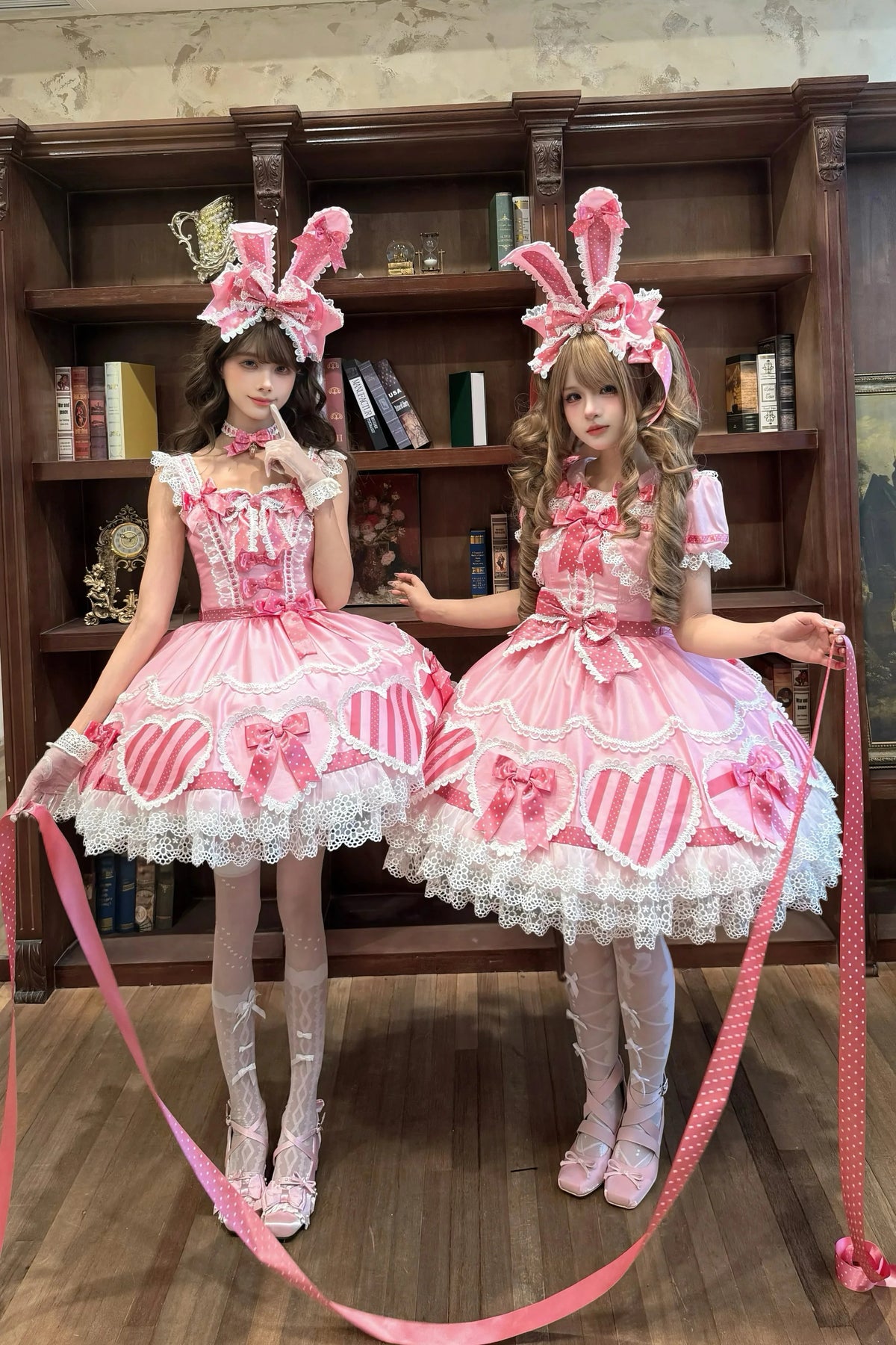 [Pre-Order] Pink Heart Gift Box Fake Two-Piece Sweet Lolita One-Piece Dress