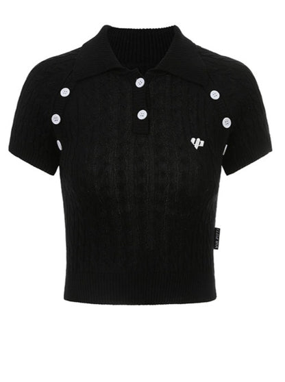 Rapel button knit polo shirt