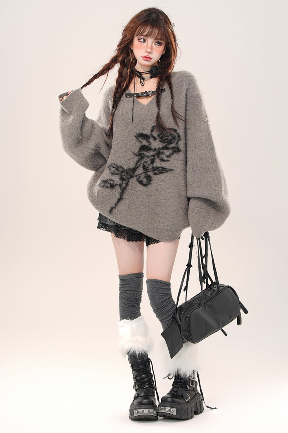 Black Rose Buynex Rim Sweater