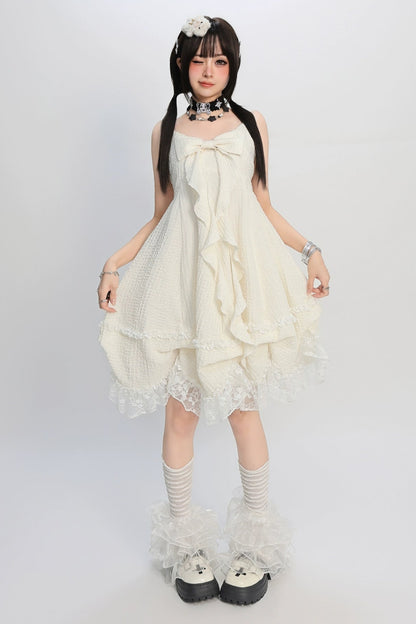 ガーリーアジアンビッグリボンスリップドレス