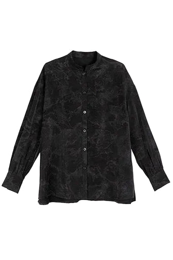 Camicia con colletto alla coreana sfumata nero scuro + pantaloni
